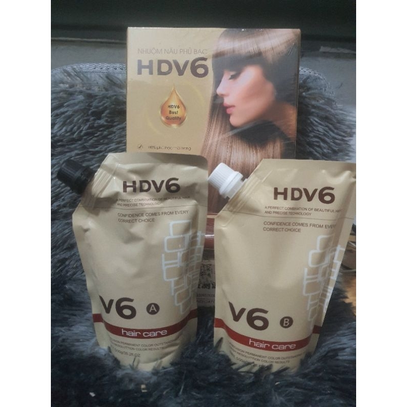 Nhuộm Nâu Phủ Bạc Thảo Dược HDV6 Cặp 500mlx2