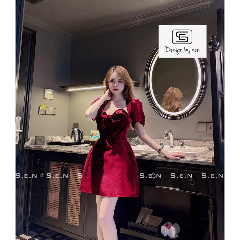 Bigsize Đầm nơ ngực voan tay phồng 55-95kg