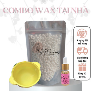 Combo sáp wax lông wax nóng nhập khẩu tặng chén silicon nấu sáp giúp làm sạch các vùng lông nách , tay , chân , bikini