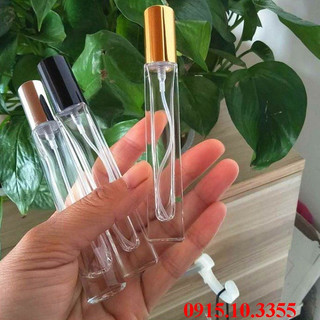 Vỏ chai triết nước hoa thủy tinh vuông cao 10ml / chai bi lăn