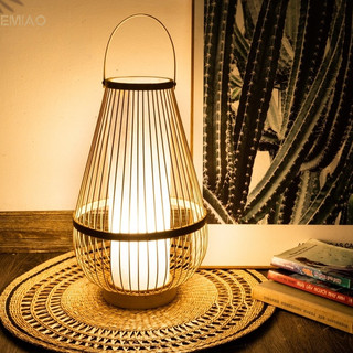 Đèn tre, vỏ đèn lồng BEMIAO chất liệu mây tre đan, hàng thủ công mỹ nghệ, decor nhà cửa trang trí phòng khách không gian