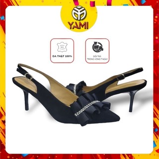 Giày bít quai hậu - slingback bèo nhúng nữ tính, giày công sở mũi nhọn gót nhọn 7 phân
