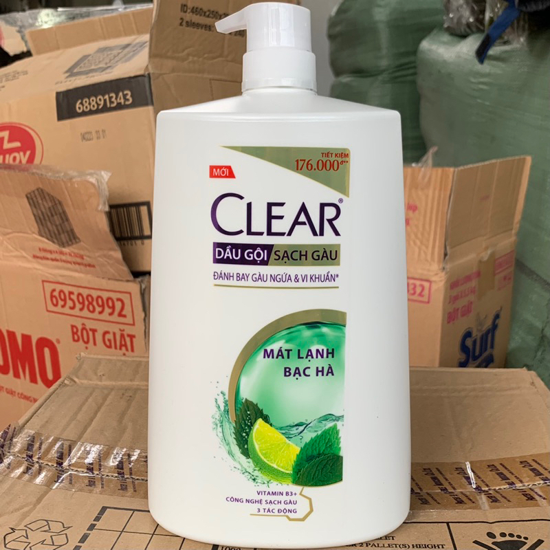 Dầu gội sạch gàu Clear mát lạnh bạc hà 1.4kg (xanh dương)