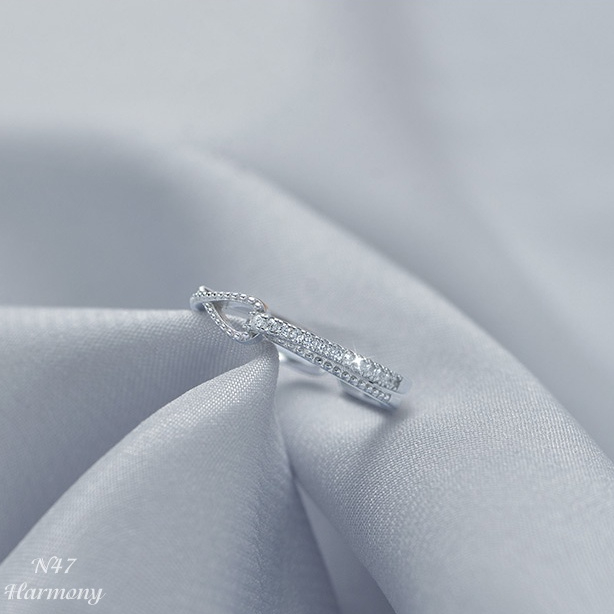 Nhẫn nữ bạc cao cấp đính đá thắt nơ dáng mở freesize Doris | HARMONY ACCESSORIES N47