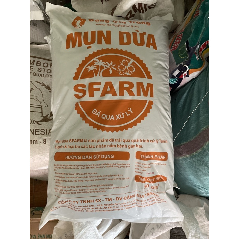 GIÁ THỂ MỤN DỪA SFARM ĐÃ QUA XỬ LÝ TRỒNG RAU, HOA, CÂY KIỂNG - 50dm3 (khoảng 10-12kg)