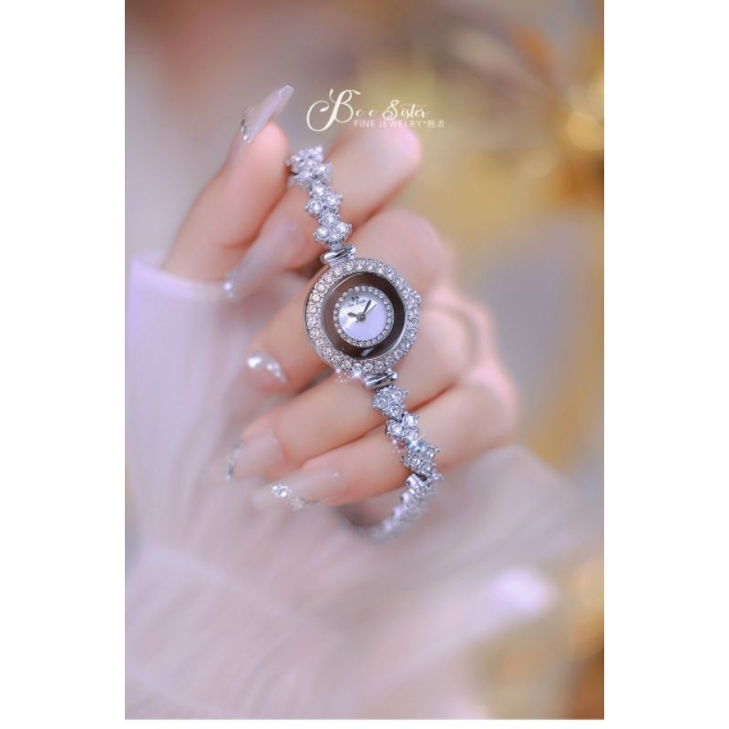 [Jasmine Watch] Đồng hồ đeo tay nữ, đồng hồ nữ Bee sister dây thép mặt tròn đính đá lấp lánh, mặt nhỏ xinh cho nữ