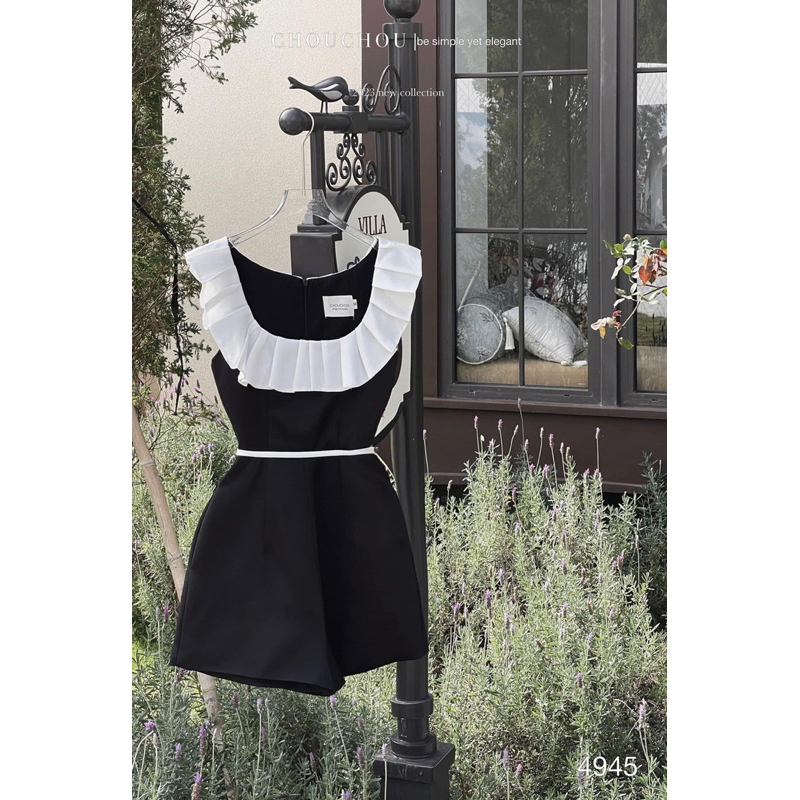 Set bộ jumsuit nữ bèo xếp ly TABISHOP Bộ đồ bay quần giả váy đen trắng dễ thương sang chảnh đi chơi đi dự tiệc | BigBuy360 - bigbuy360.vn