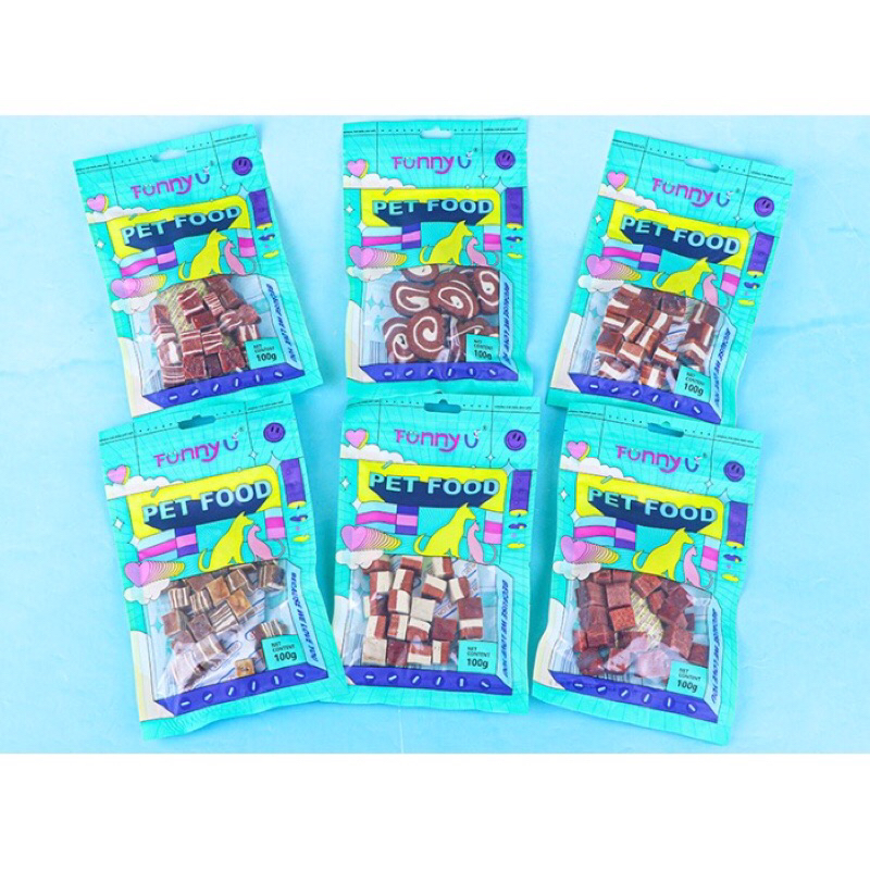 Bánh thưởng thịt thưởng cho chó mèo nhiều vị túi 100g