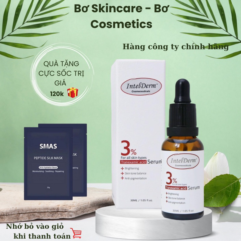 COMBO Serum giảm thâm nám, dưỡng ẩm phục hồi da INTELDERM TRANEXAMIC ACID SERUM 3% (30ml)