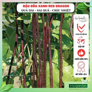 Gói 15 Hạt giống Đậu đũa đỏ leo giàn Red Dragon giống hữu cơ Johnny Seeds Mỹ