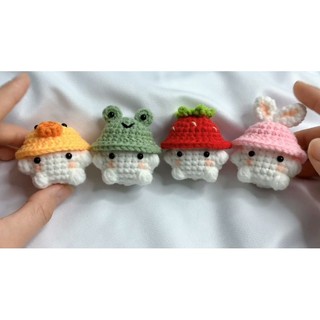 Móc khóa bằng len nấm đội mũ cute