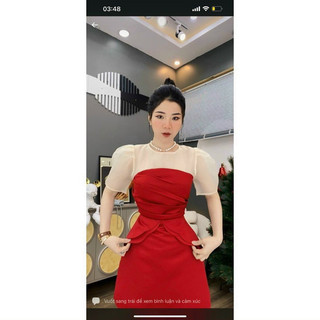 (SHOP NÀNG BÉO BIGSIZE 50KG ĐẾN 90KG ) đầm tay phồng thiết kế