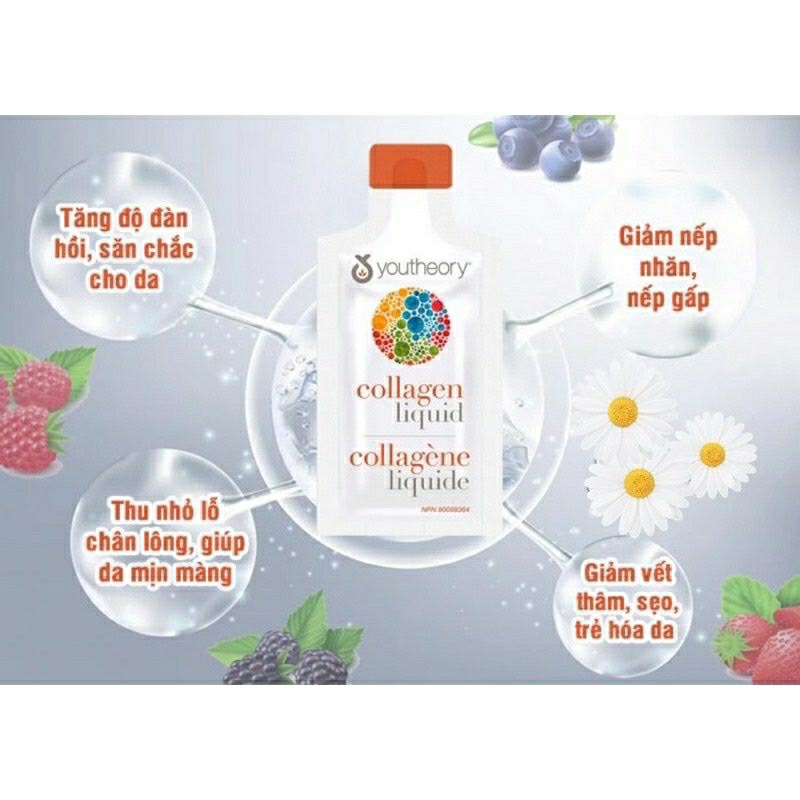 [ Date 2024] Collagen nước / ống đẹp da LIQUID COLLAGEN - 30 ống 4000mg, Berry Flavor 30ml (Hàng Mỹ)