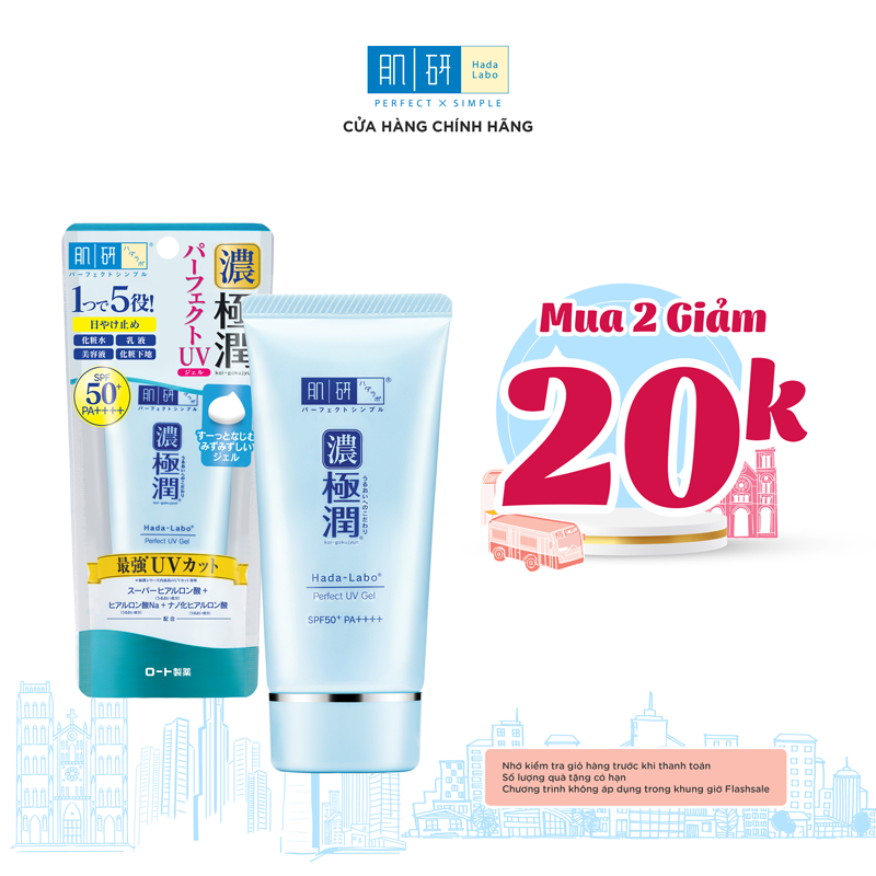 Gel chống nắng dưỡng da ẩm mịn Hada Labo Koi-Gokujyun Perfect Uv Gel (Sunscreen) SPF50+ PA++++ 50g