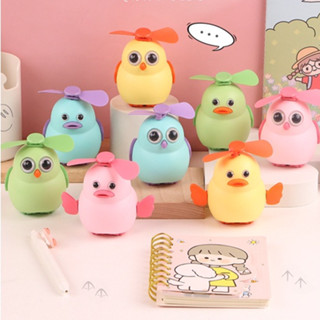 Quạt mini cầm tay hình con vịt, gà tích điện để bàn nhỏ gọn nhiều màu sắc