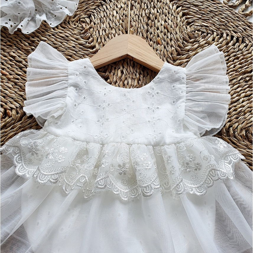 Set váy bé gái sơ sinh phối voan kèm nón MINTSCLOSET Mint's Closet bodysuit giả váy bé trắng 1 2 tuổi - BV7039 - BV7038