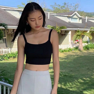 Áo Hai Dây Croptop Đen Đơn Giản Cho Nữ