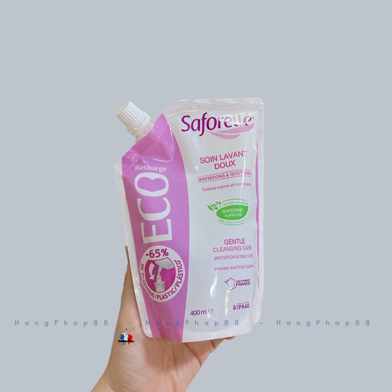 Gel vệ sinh cơ thể và vùng kín Saforelle dạng túi 400ml