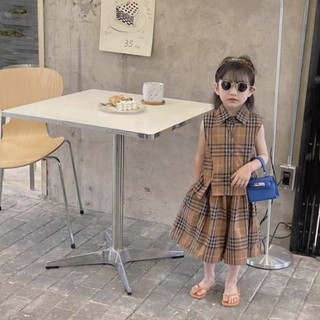 Sét bộ bé gái kẻ bbr sành điệu sz 12-25kg.