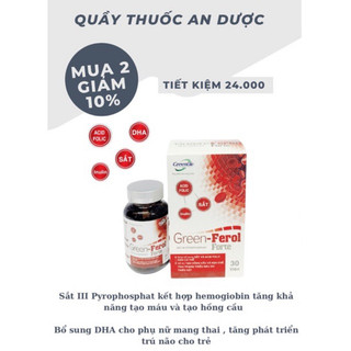 Sắt iii hữu cơ green ferol hỗ trợ bổ sung và dễ hấp thu sắt - hộp 30viên