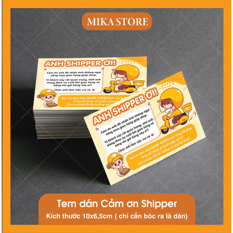 Tem dán Cảm ơn Shipper, Tem dán hộp giấy