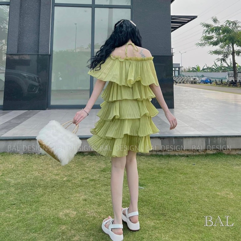 Váy Tơ Tầng Rớt Vai Bèo Tiểu Thư 🦋FREESHIP🦋