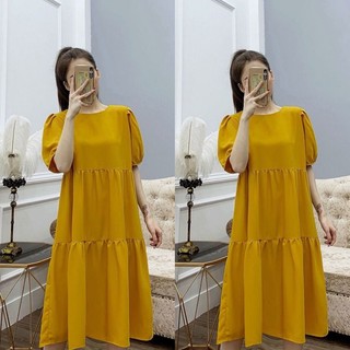 Đầm Babydoll Suông Rộng Dáng Dài Tầng Maxi Trơn Đơn Giản