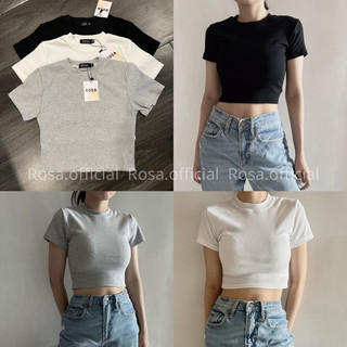 Áo croptop tay ngắn cotton gân Rosa