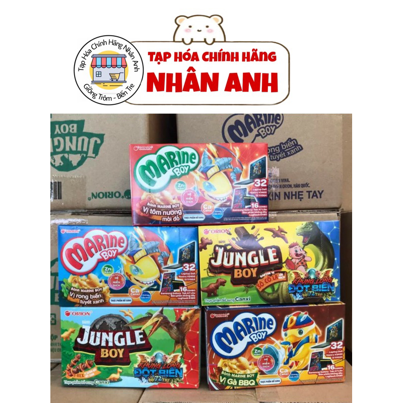 Combo 5 Hộp Bánh Cá Marine Boy Rong Biển Tuyết Xanh Vị Ngẩu Nhiên (35gr x 5)