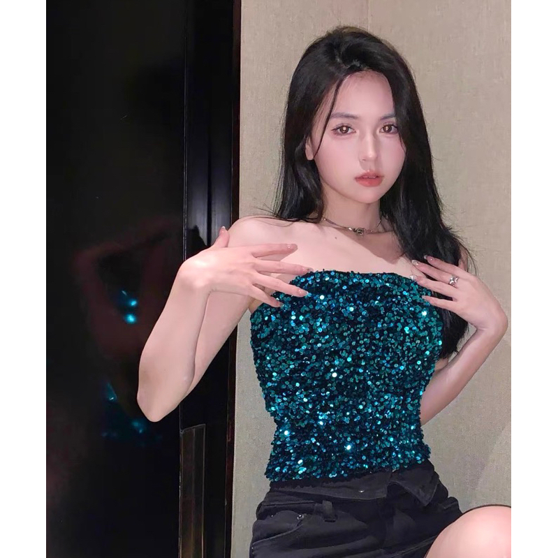 Áo ống áo croptop đính sequin kim sa lấp lánh phong cách chic ulzzang SAM SAM BOUTIQUE