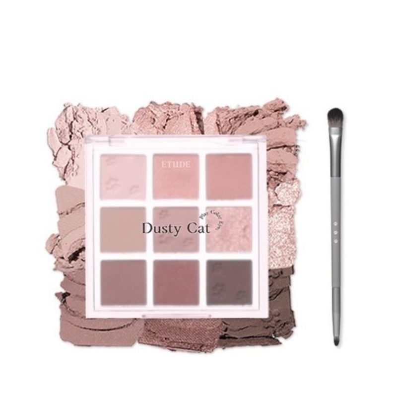SET Bảng Phấn Mắt ETUDE Play Color Eyes Dusty Cat KÈM CỌ HAI ĐẦU