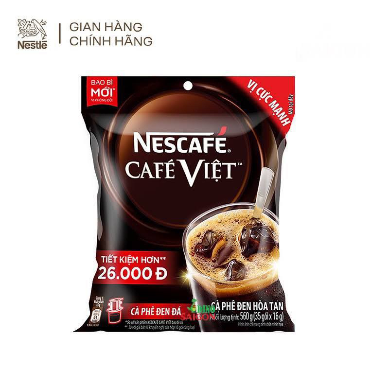 Cà phê hoà tan Nescafe cà phê Việt đen đá 35 gói x 16g- Date t1/2024