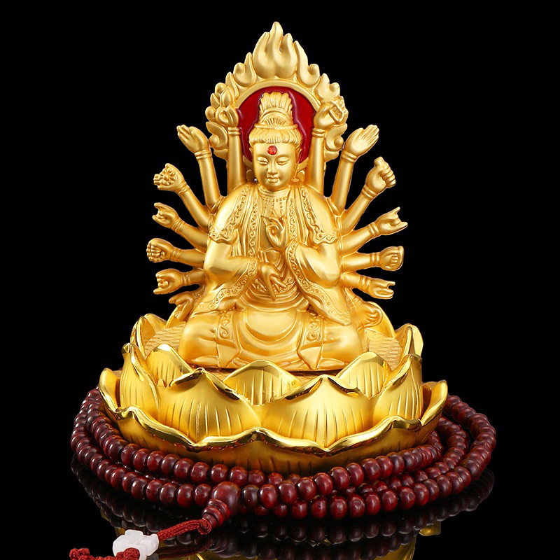Tượng quan âm nghìn tay đế sen để taplo ô tô, trang trí xe hơi, để bàn làm việc mang đến an lành