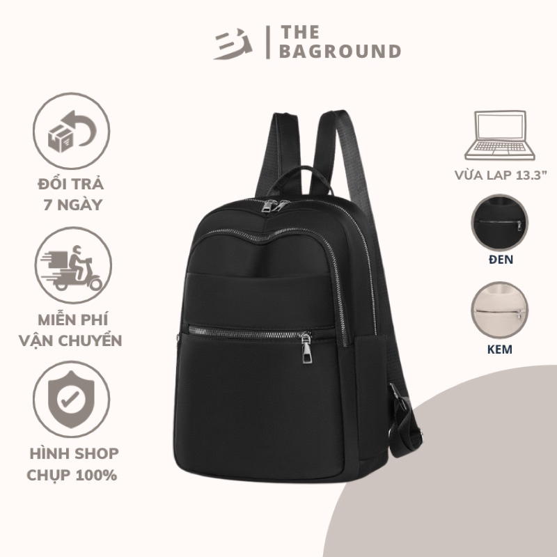 BALO NỮ - CHÂT VẢI OXFORD CAO CẤP - CHỐNG NƯỚC - MÀU KEM & ĐEN - VỪA LAP 13.3 INCHES - ĐI HỌC ĐI CHƠI HS SV