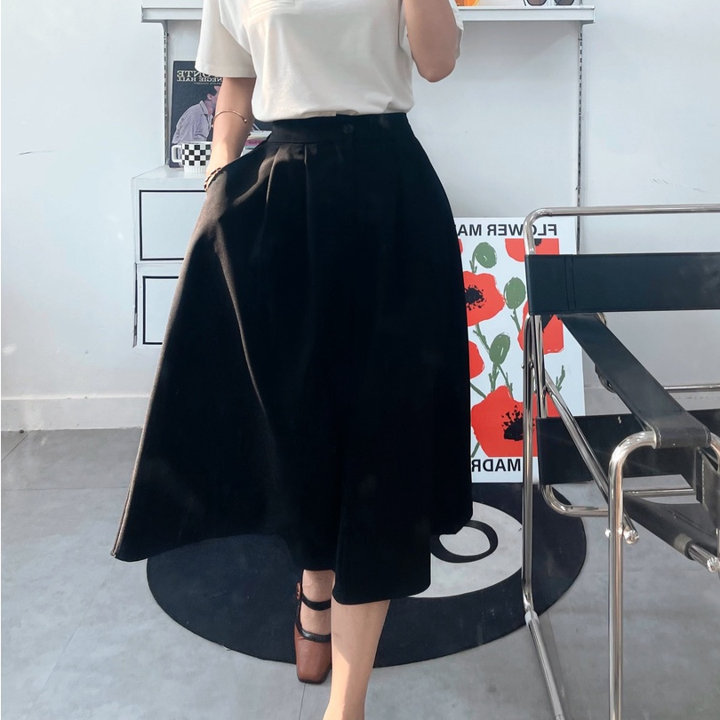 Chân váy xếp ly vintage lưng chun SALOM Shp08