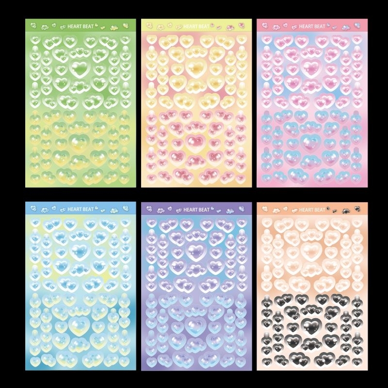 Hình dán sticker đệm họa tiết bong bóng bubble trái tim bling lấp lánh làm DIY decor toploader