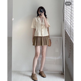 Áo sơ mi cổ vest chất linen