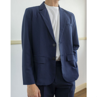 Blazer nam áo vest nam màu xanh đen phong cách Hàn Quốc thời trang VÂU chuẩn form chất cotton thoáng mát 2 nút ít nhăn