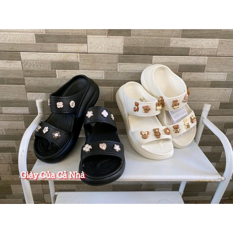 Dép lê Crush đế cao tặng 14 nút charm