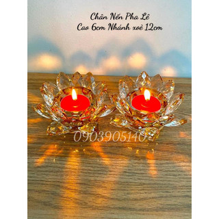 ✨ chân để đèn cầy pha lê, chân nến pha lê cao cấp cao 6cm nhánh xoè 12cm