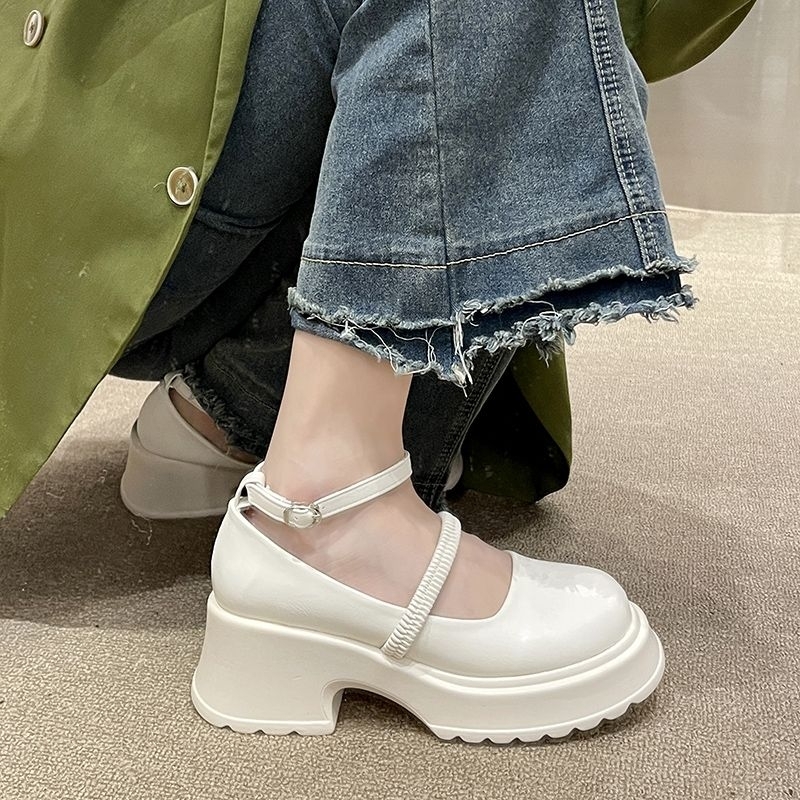 Giày Búp Bê Ulzzang Nữ Quai Nơ + Hạt ngọc Đế sóng 6 phân CỰC XINH!!!