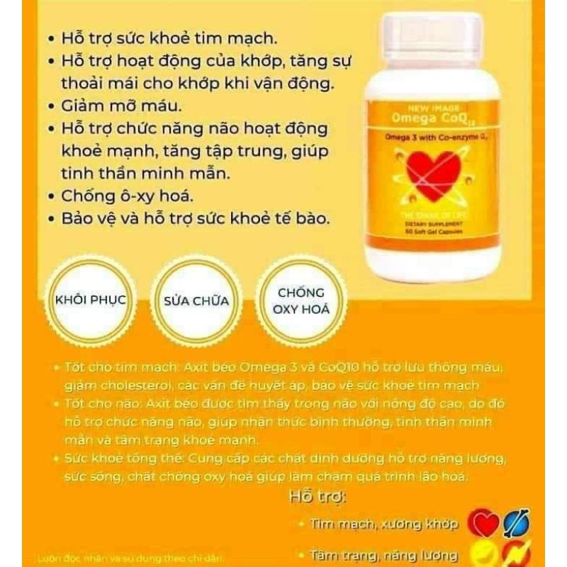 Viên uống Omega CoQ10 New Image Alpha Lipid sữa non - tốt tim mạch giảm mỡ máu.