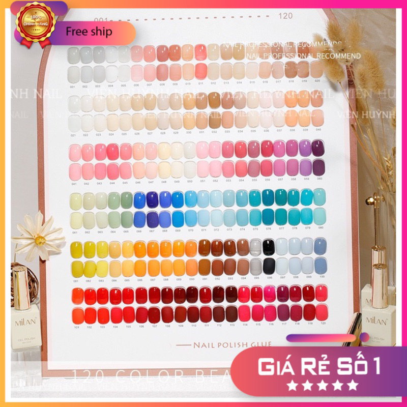 Set sơn MILAN 120 màu - tặng kèm base top và bảng màu