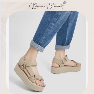 Sandal pull&bear đế bằng đế bánh mì siêu nhẹ phong cách châu âu khoẻ khoắn cá tính