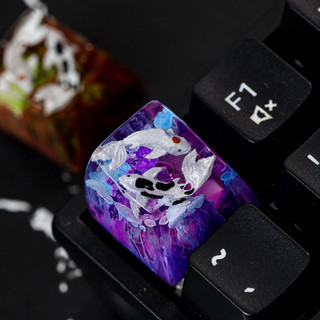 Keycap cá koi xanh tím cho bàn phím cơ, keycap artisan, keycap lẻ giá rẻ, keycap cá koi tím