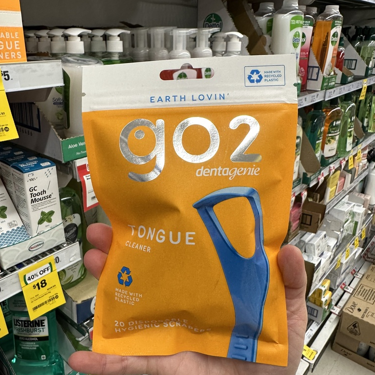 Úc GO 2 Dụng cụ làm sạch lưỡi, đồ cạo lưỡi, vệ sinh lưỡi bằng nhựa tái chế