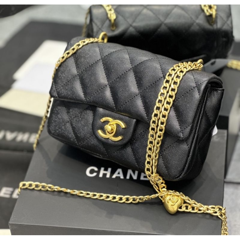 Túi xách C.N Flap mini charm da hạt loại đẹp fullbox nam châm