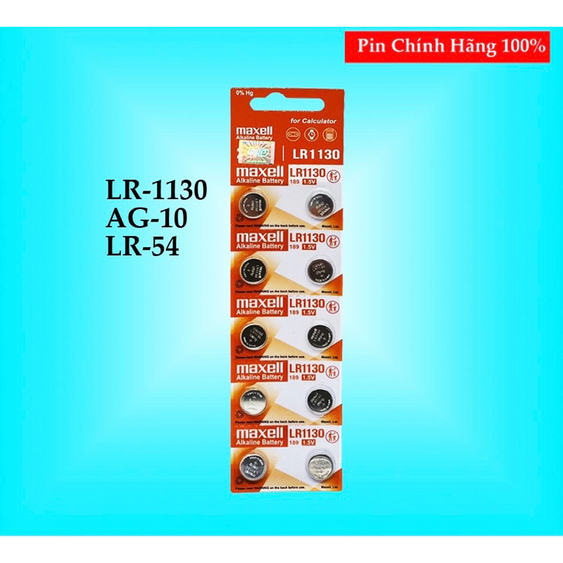 Pin LR44 / LR1130 / LR41 Maxell Vỉ 10 Viên Chính Hãng