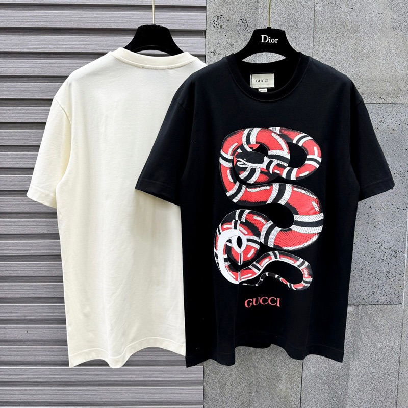 Áo phông nam nữ Premium Cotton in hình rắn đỏ sọc đen trắng lượn G.C chất dày dặn cao cấp AP98P
