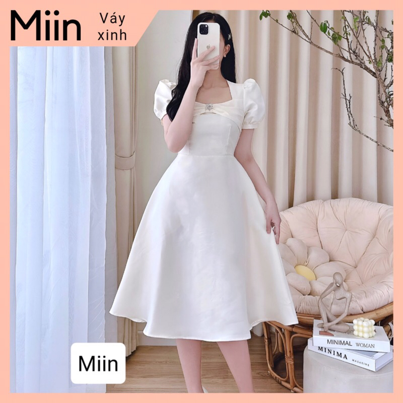 Váy dự tiệc tapta trơn cài tag